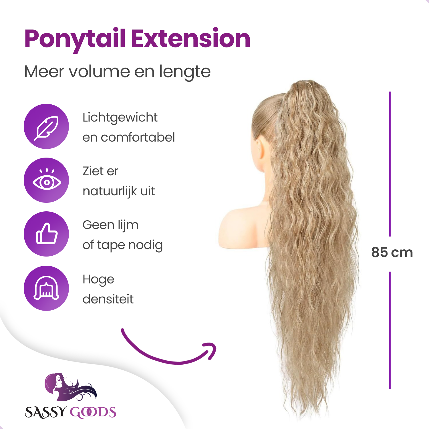 Wrap Around Ponytail Haar Extensions Paardenstaart - Blond Krullend - 60 cm