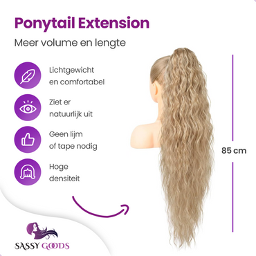 Wrap Around Ponytail Haar Extensions Paardenstaart - Blond Krullend - 60 cm