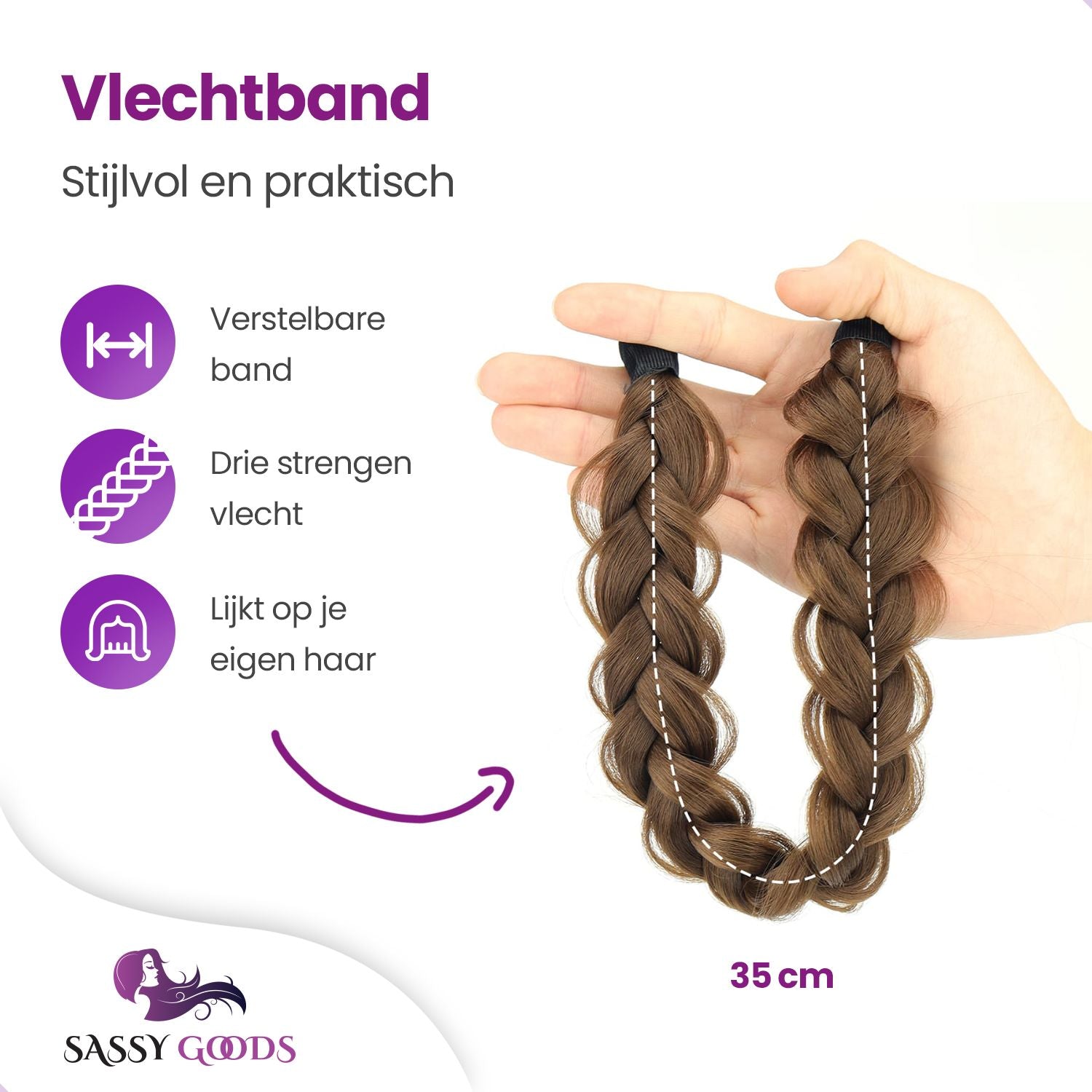 Gevlochten Haarband – Verstelbaar | Bruin vlechtband Sassy Goods 