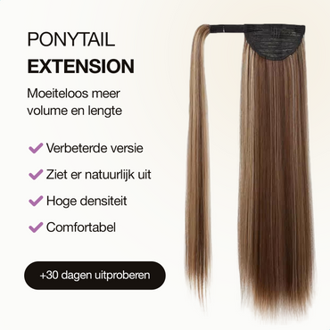 Wrap Around Ponytail Haar Extensions Paardenstaart Extension - As Bruin - Steil - 60 cm