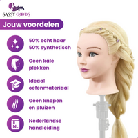 Blond Oefenhoofd Kappershoofd 50% Echt Haar