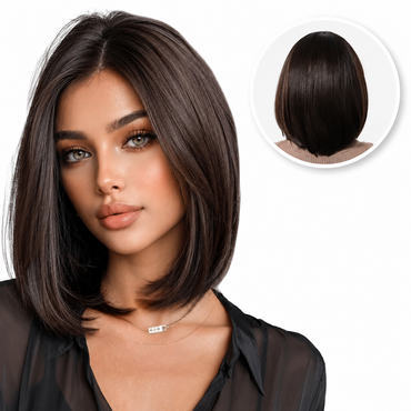 Luxe Bruine Pruik Lace Front Wig Donker Bruin