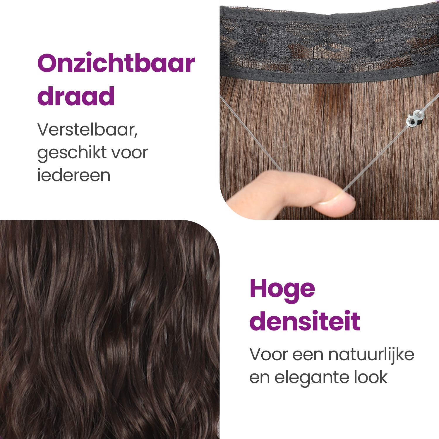 Premium Hair Extensions nr 4 - Donker Bruin Krullend - Haarstuk - 55 cm