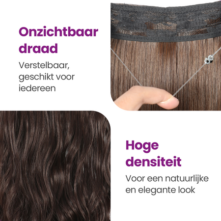 Premium Hair Extensions nr 4 - Donker Bruin Krullend - Haarstuk - 55 cm