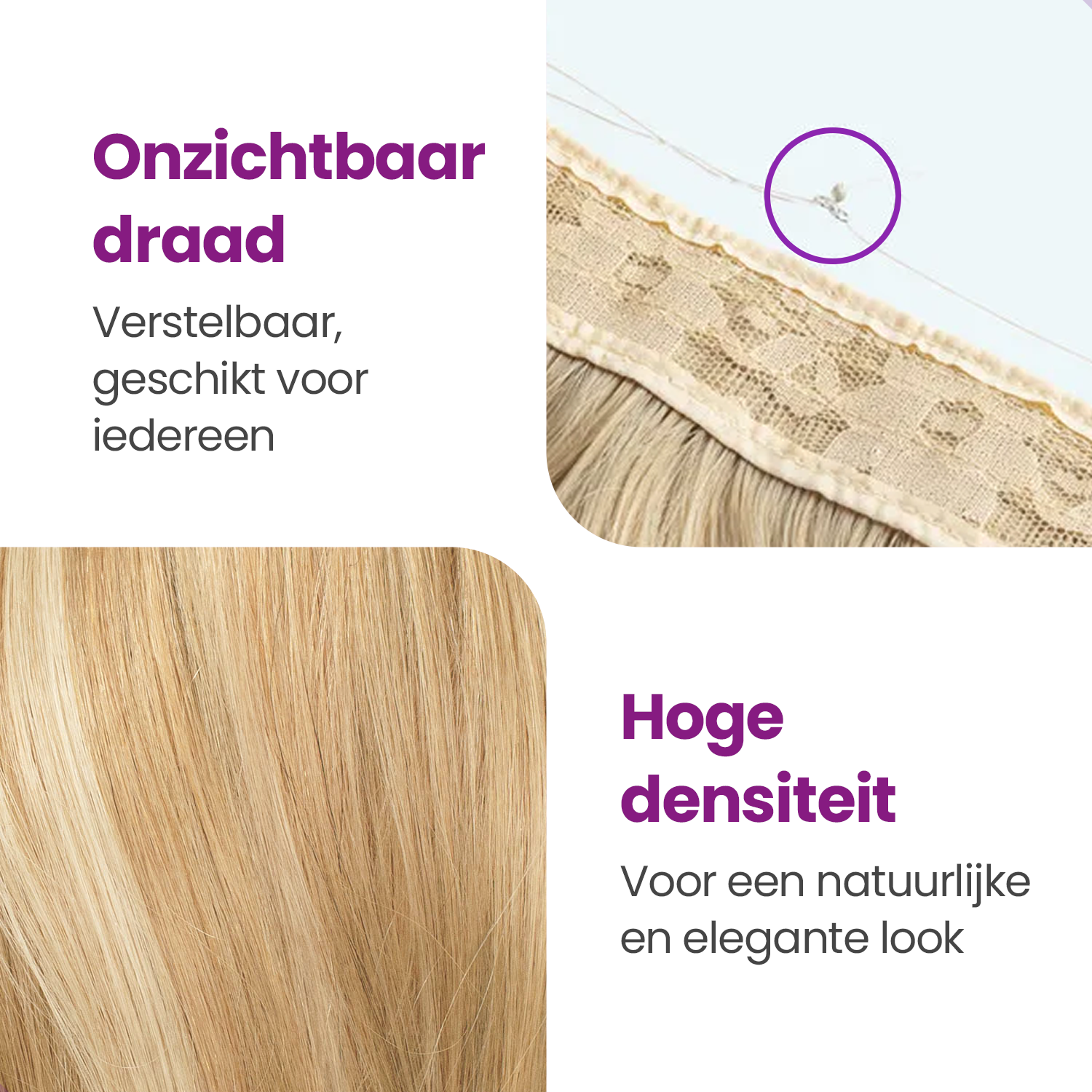 Hair Extensions - Blond Steil - Onzichtbare Scheiding - Natuurlijke Look - Hair extension - 45 cm