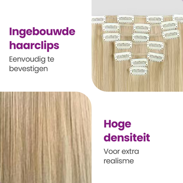 Clip In Extensions 7 Stuks - Blond Steil - 60 cm