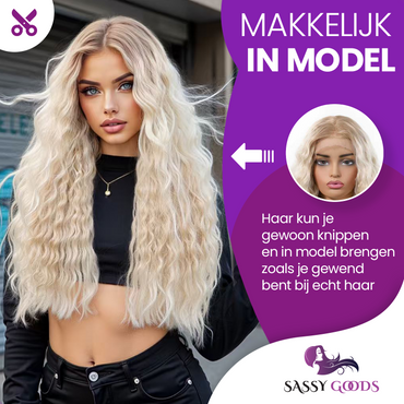 Luxe Blonde Lace Wig met Krullen