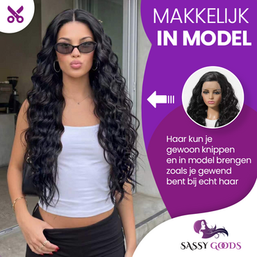 Luxe Lace Front Wig Zwart met Krullen