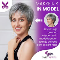Pixie Pruik Zilver Grijs - Pruiken Dames 30% Echt Haar Pruik Sassy Goods 