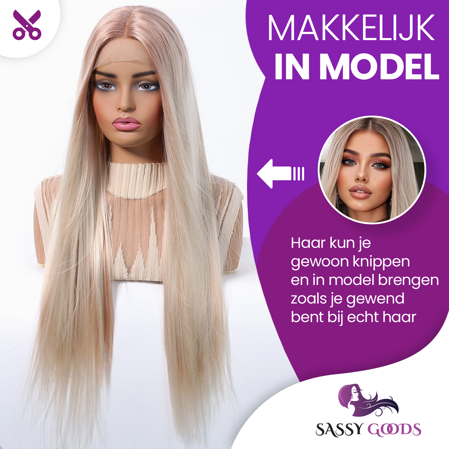 Luxe Platinum Blonde Front Lace Wig Steil