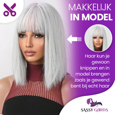 Zilver Korte Pruik Pruik Sassy Goods 