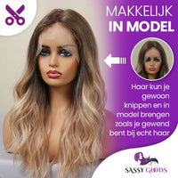 Luxe Ombre LichtBruin & Blonde Front Lace Wig - 55 cm Pruik Sassy Goods 