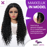 Luxe Lace Wig 13*4 Krullend Zwart Haar