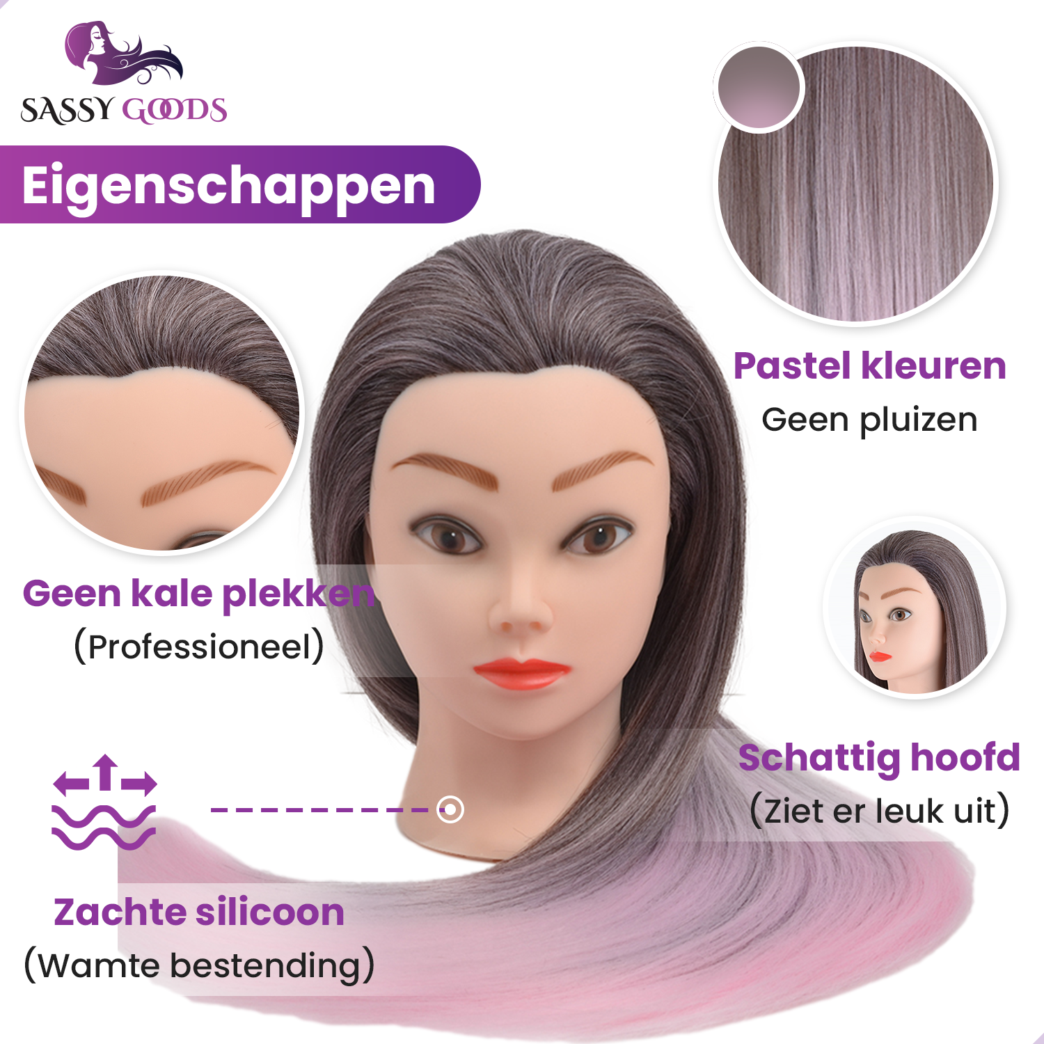 Oefenhoofd Kappershoofd Roze Donkergrijs - 70 cm
