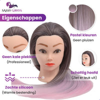 Oefenhoofd Kappershoofd Roze Donkergrijs - 70 cm Oefenhoofd Sassy Goods 