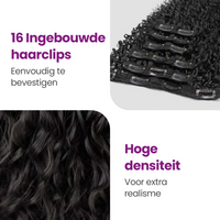 Set van 7 Synthetische Krullen Hair Extensions Zwart