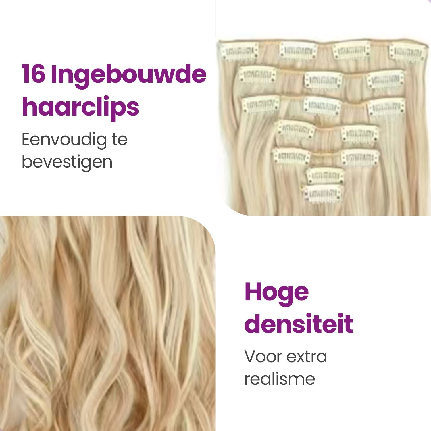 Clip In Extensions 7 Stuks - Blond Golvend - 60 cm Haarextensies Sassy Goods 