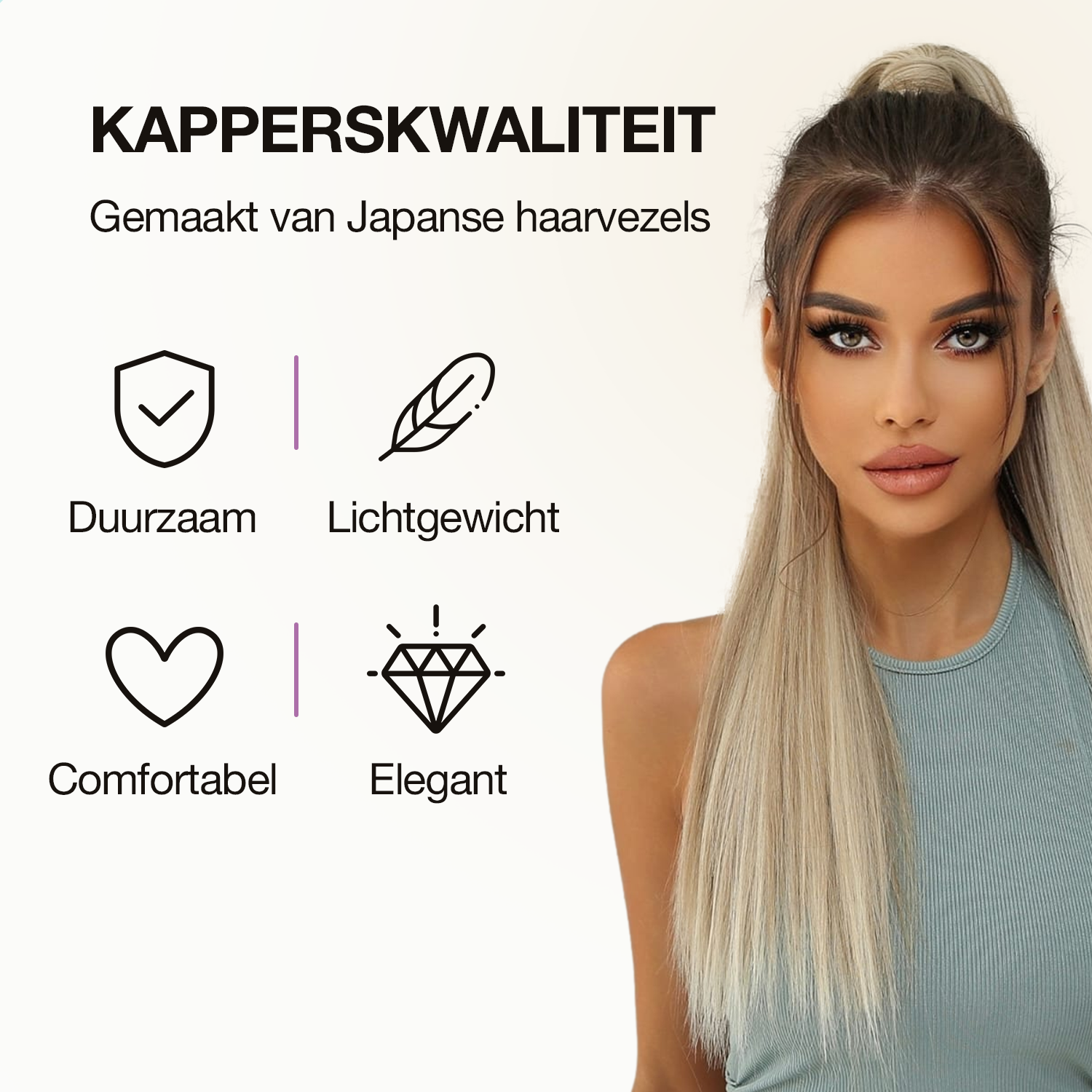 Wrap Around Ponytail Haar Extensions Paardenstaart Extension - As Blond - Steil - 60 cm