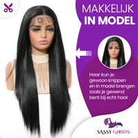 Luxe Zwarte Front Lace Wig Steil