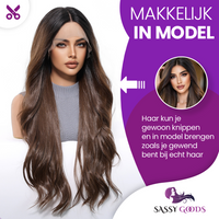 Luxe Donkerbruine Pruik Front Lace Wig - 66 cm