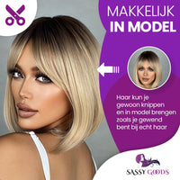 Blonde Pruik - Sassy Goods Pruiken Dames Kort Haar - Ombre - Wig - 30 cm Pruik Sassy Goods 