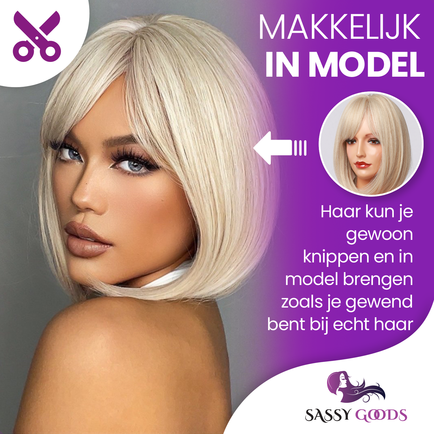 Ombre As Blonde Pruik - Pruiken Dames Kort Haar - Bob - Wig - 30 cm