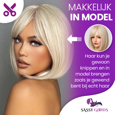 Ombre As Blonde Pruik - Pruiken Dames Kort Haar - Bob - Wig - 30 cm