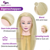 Blond Oefenhoofd Kappershoofd 50% Echt Haar