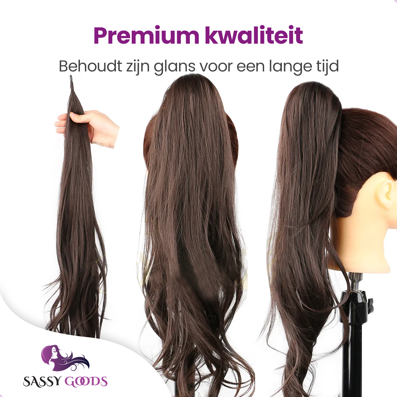 Ponytail Extensions Donker Bruin - Hairextensions - 80 cm