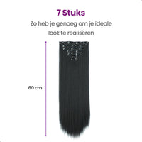 Clip In Extensions 7 Stuks - Zwart Steil - 60 cm Haarextensies Sassy Goods 