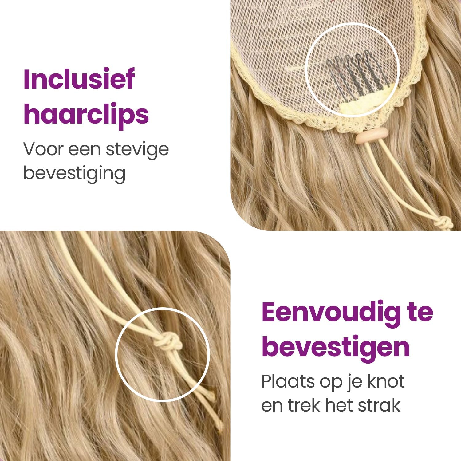 Wrap Around Ponytail Haar Extensions Paardenstaart - Blond Krullend - 60 cm Haarextensies Sassy Goods 