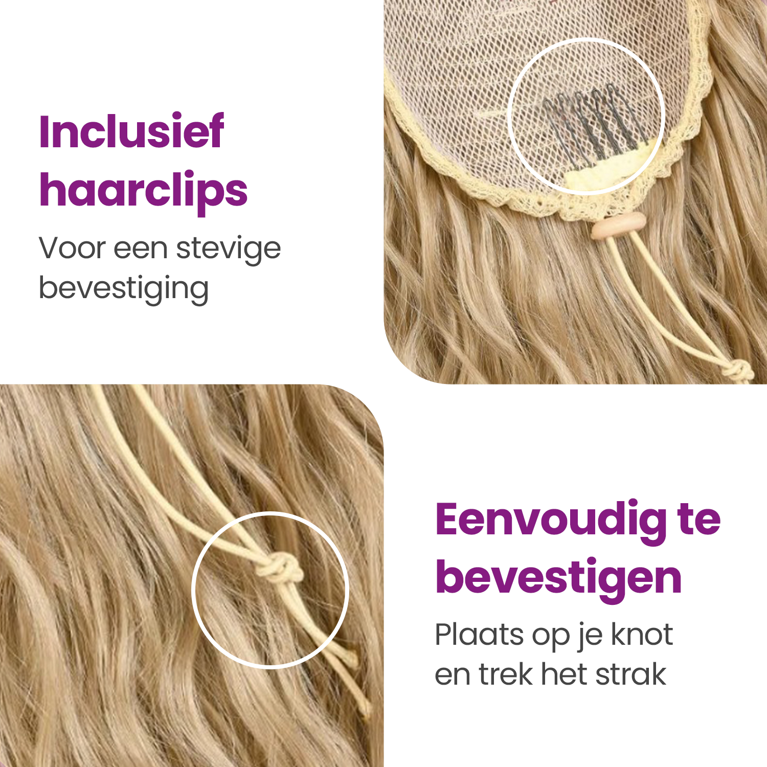 Wrap Around Ponytail Haar Extensions Paardenstaart - Blond Krullend - 60 cm