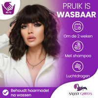 Pruik kort haar Donkerbruin met highlights 35 cm Pruik Sassy Goods 