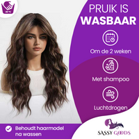 Pruik Bruin Golvend - 55 cm