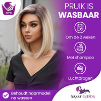Luxe Ombre Blonde Front Lace Wig Kort Steil 35cm Pruik Sassy Goods 