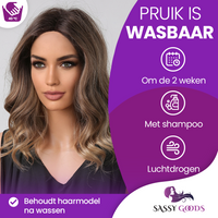 Donkerblonde Pruik Halflang