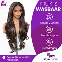 Luxe Bruine Pruik Lace Front Wig Donkerbruin