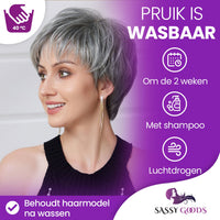 Pixie Pruik Zilver Grijs - Pruiken Dames 30% Echt Haar Pruik Sassy Goods 