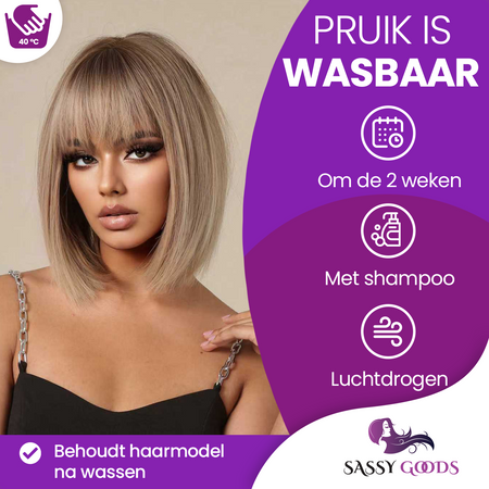 Donkerblonde Pruik Bob - 30 cm