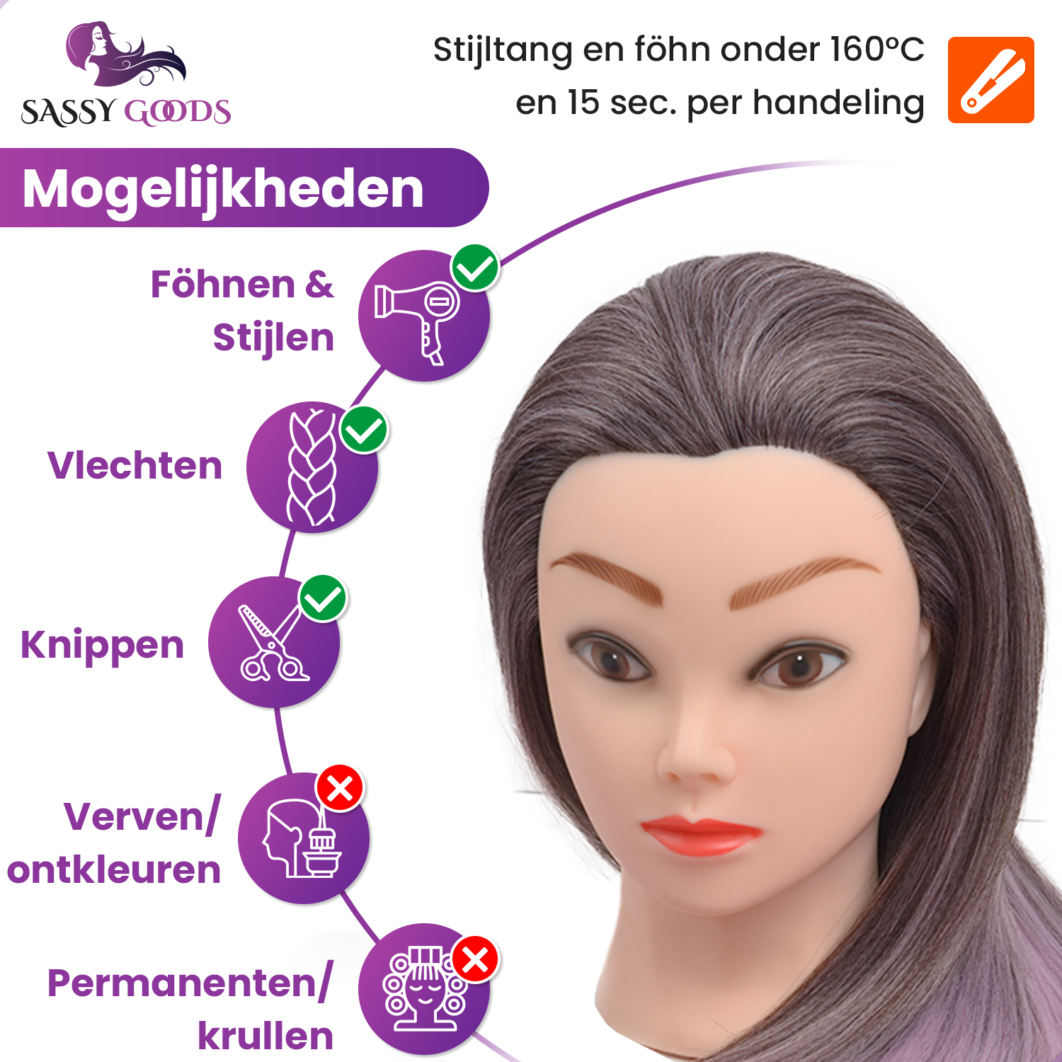 Oefenhoofd Kappershoofd Roze Donkergrijs - 70 cm