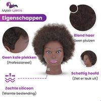 Oefenhoofd Kappershoofd 100% Echt Haar Oefenhoofd Sassy Goods 