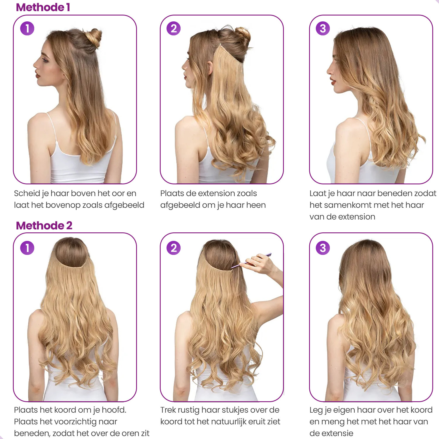 Hair Extensions - Blond Steil - Onzichtbare Scheiding - Natuurlijke Look - Hair extension - 45 cm