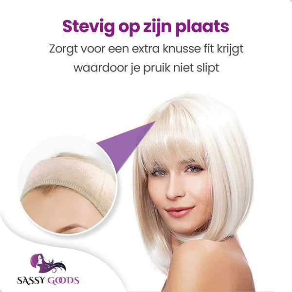Luxe anti slip pruik band beige - 2 stuks