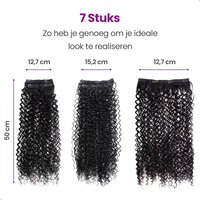 Set van 7 Synthetische Krullen Hair Extensions Zwart