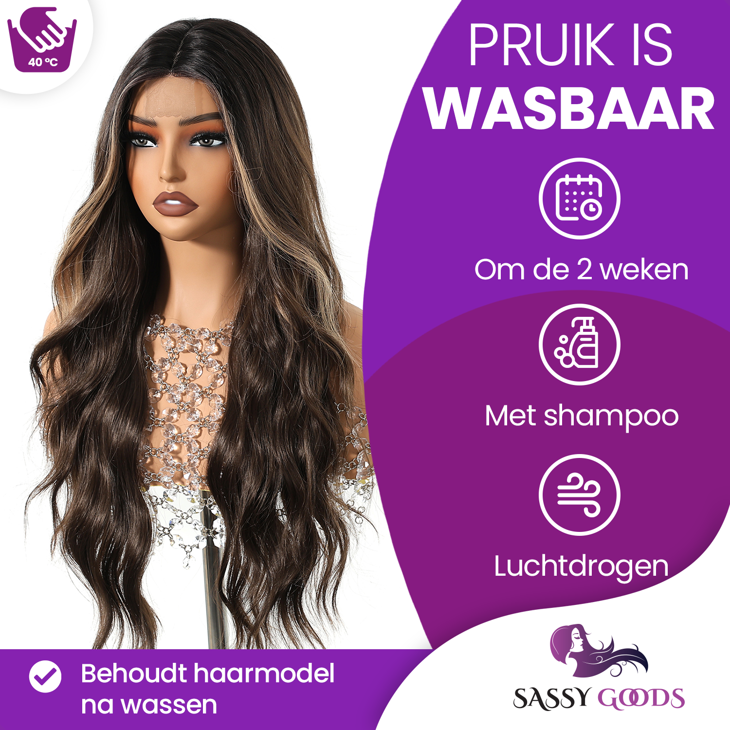 Bruine Lace Wig met Highlights