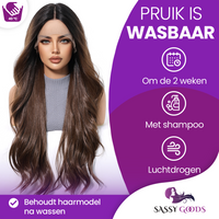 Luxe Donkerbruine Pruik Front Lace Wig - 66 cm