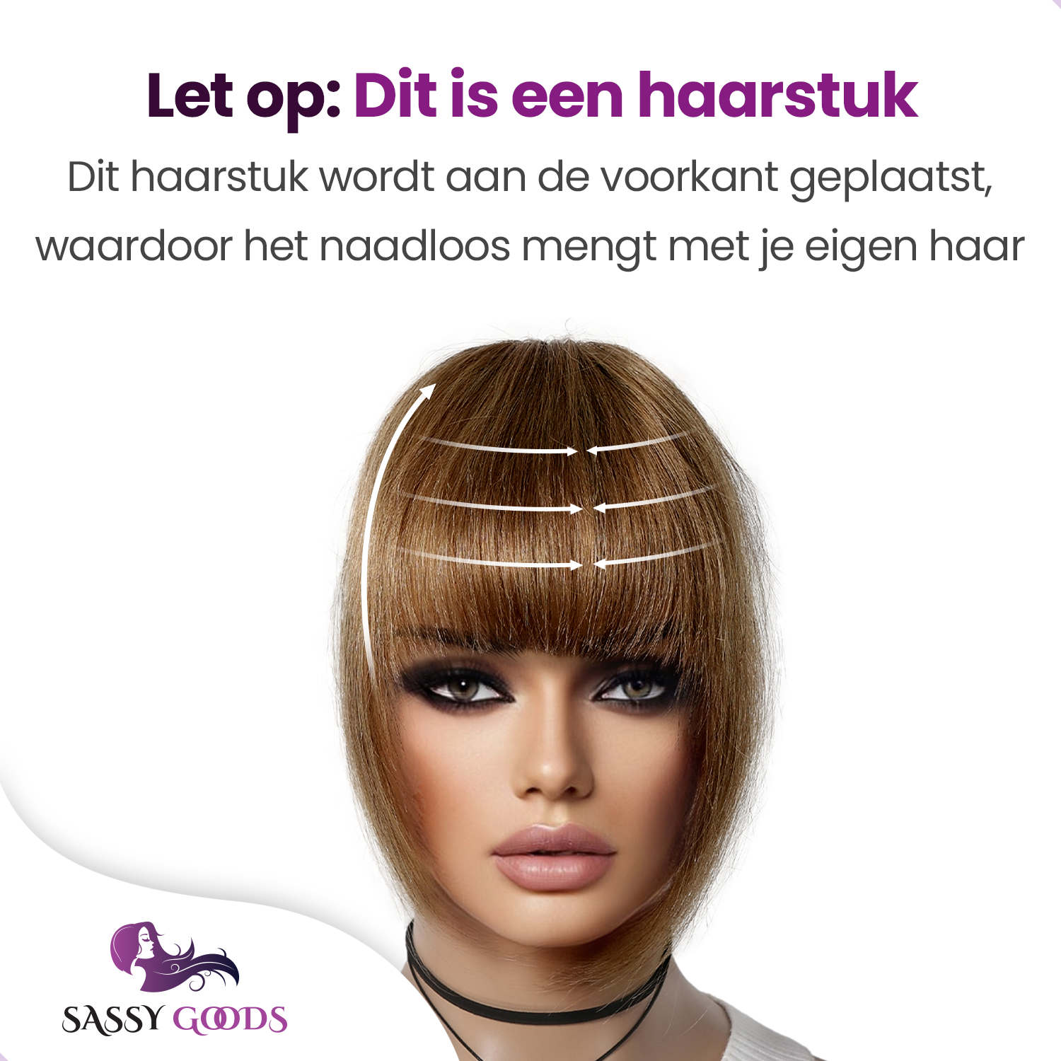 Clip in Pony Echt Haar - Pony Hair Extensions - Bangs - Goud Blond