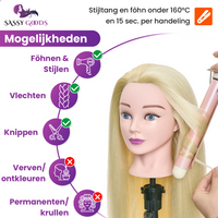 Blond Oefenhoofd Kappershoofd 50% Echt Haar