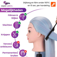 Oefenhoofd Kappershoofd Roze Blauw - 70 cm Oefenhoofd Sassy Goods 