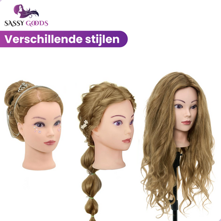Oefenhoofd 80% Echt Haar Donkerblond